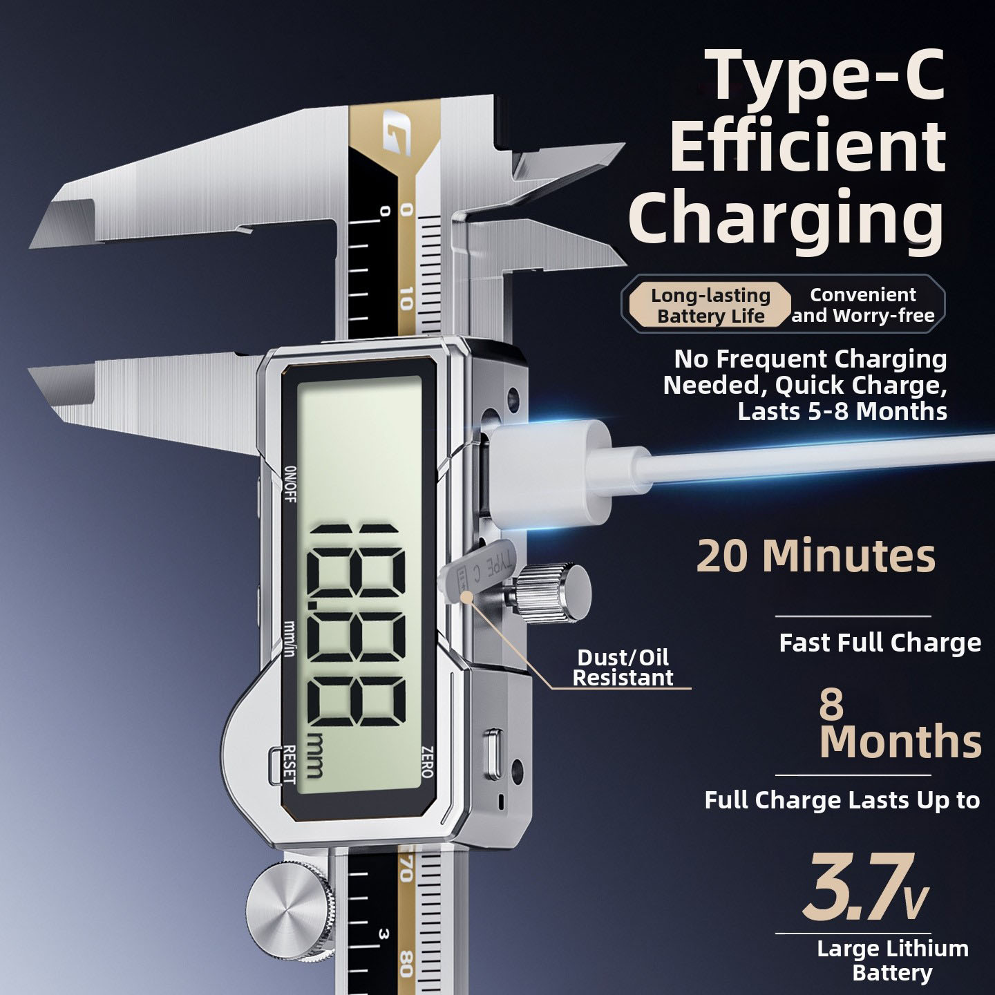 Digital Caliper with Type C Ch - огляд і ціна Digital Caliper 150Mm Stainless Steel