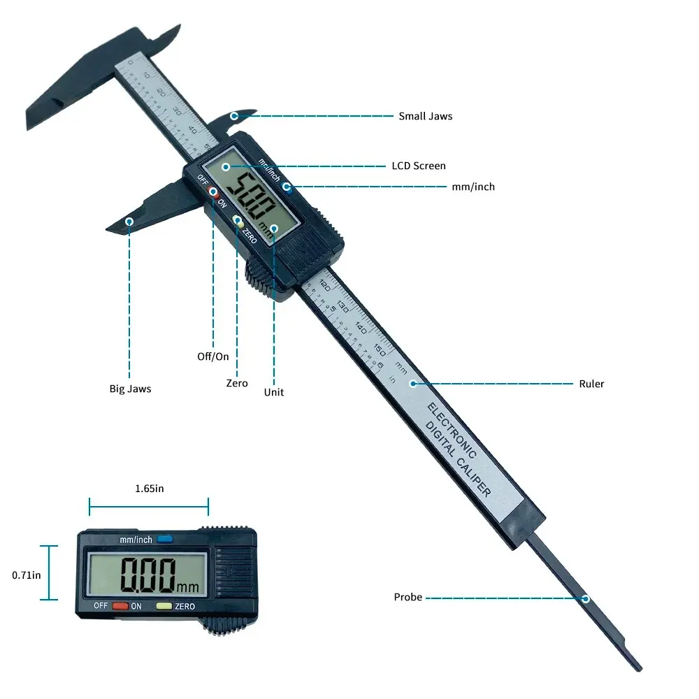 Carbon Fiber Digital Caliper 1 - огляд і ціна Digital Caliper 150Mm Stainless Steel
