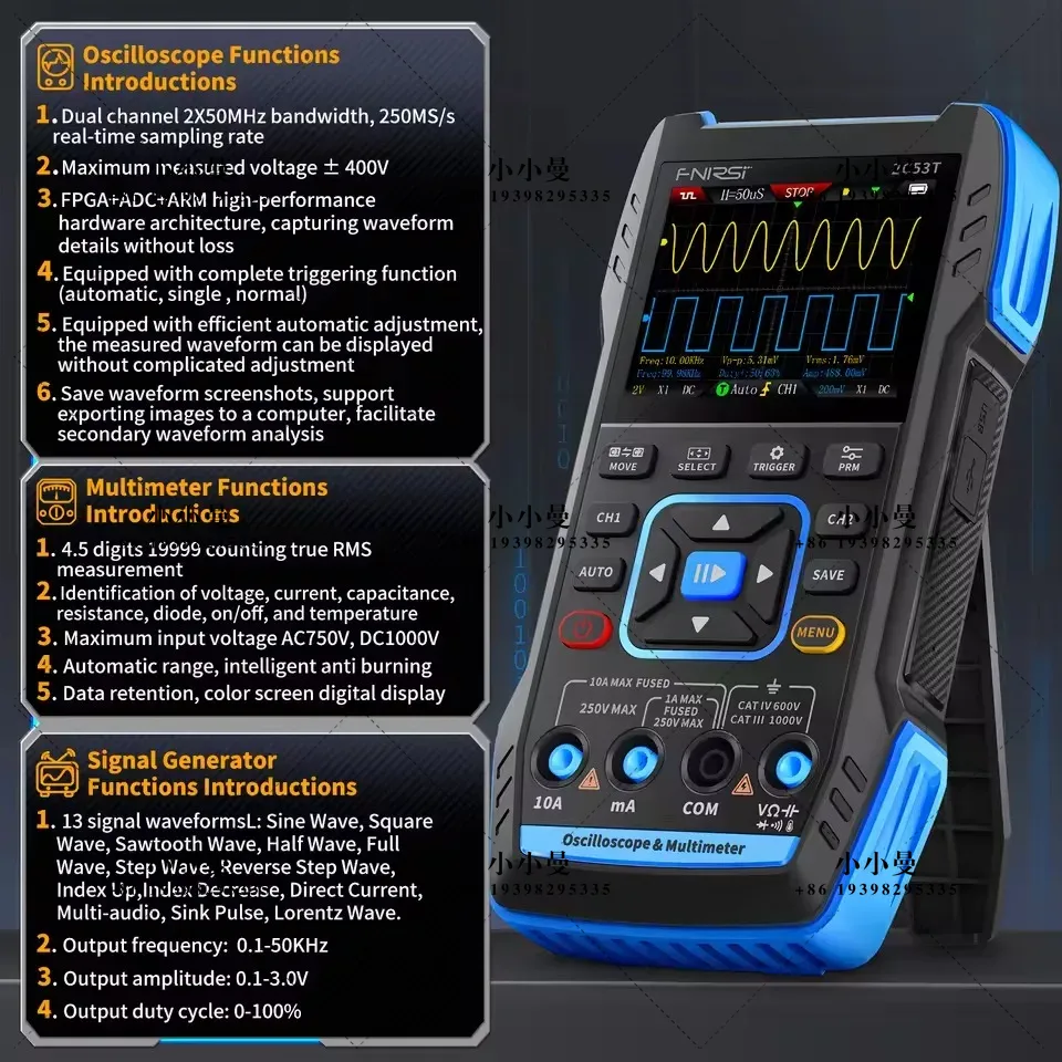 FNIRSI 2C23T10MHz, 2C53T 50MHz - огляд і ціна Fnirsi Digital Oscilloscope Handheld